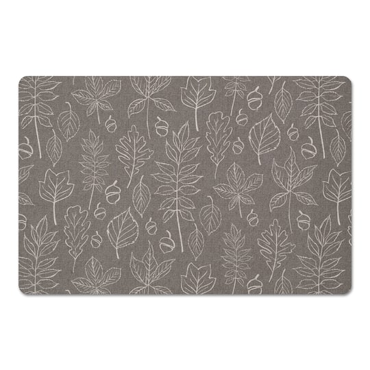 Gray Leaf Pattern Floor Mat
